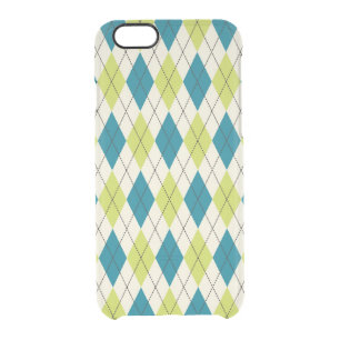 Blue And Green Argyle Clear iPhone 6/6S Case
