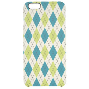 Blue And Green Argyle Clear iPhone 6 Plus Case