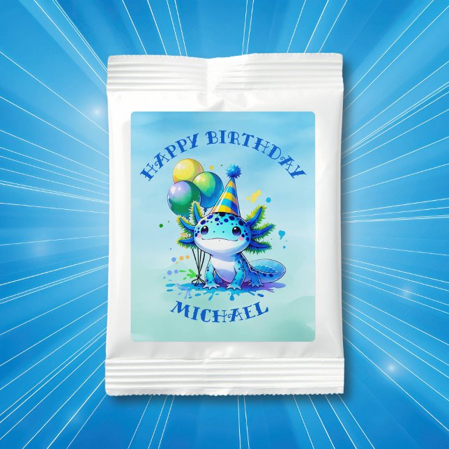 Blue and Green Axolotl Boy's Birthday Party Lemonade Drink Mix (Creator Uploaded)