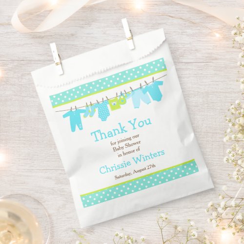 Blue and Green Baby Line Baby Shower Favor Bag