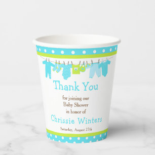 Blue and Green Baby Line Baby Shower Paper Cups