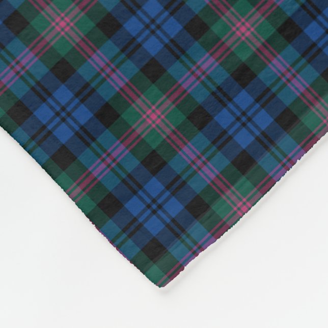 Blue and Green Baird Clan Tartan Fleece Blanket (Corner)