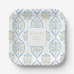 Blue and Green Bespoke Wedding Paper Plates