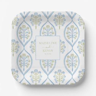 Blue and Green Bespoke Wedding Paper Plates