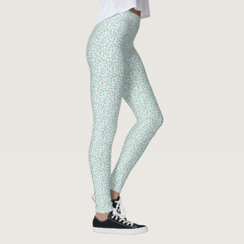 Blue and Green Bird Pattern Leggings