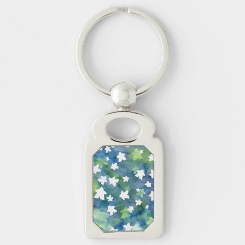 Blue and Green Board Game Meeples Keychain