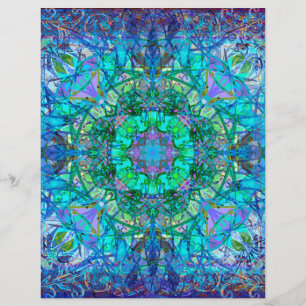 Blue and Green Boho Mandala Scrapbook Paper