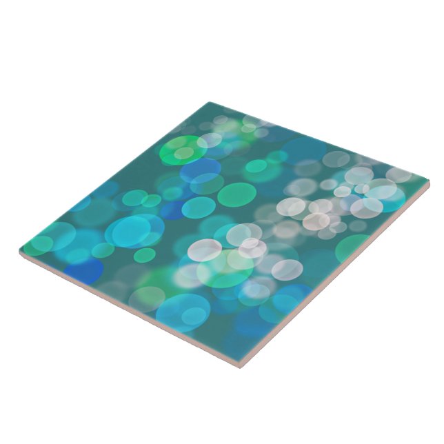 Blue and Green Bokeh Circle Ceramic Tile (Side)