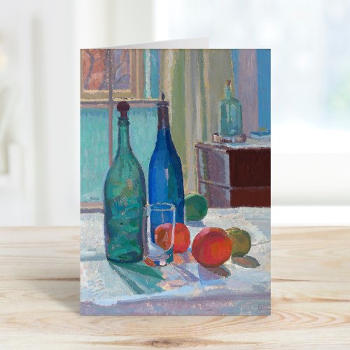 Blue and Green Bottles and Oranges  Spencer Gore Card