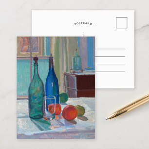 Blue and Green Bottles and Oranges   Spencer Gore Postcard