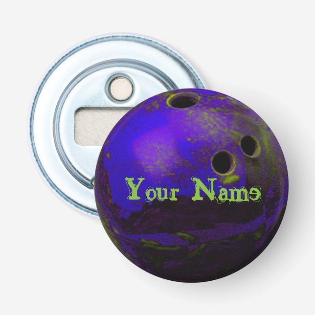 Blue and Green Bowling Ball Bottle Opener (Front)