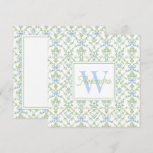 Blue and Green Bows and Vines Lattice