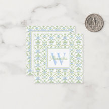 Blue and Green Bows and Vines Lattice