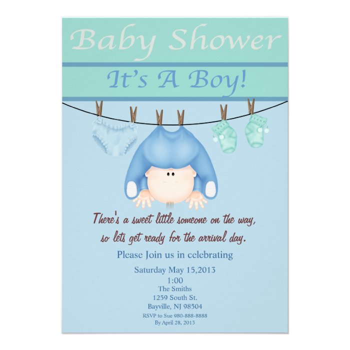 Blue And Green Boy Baby Shower Invitation