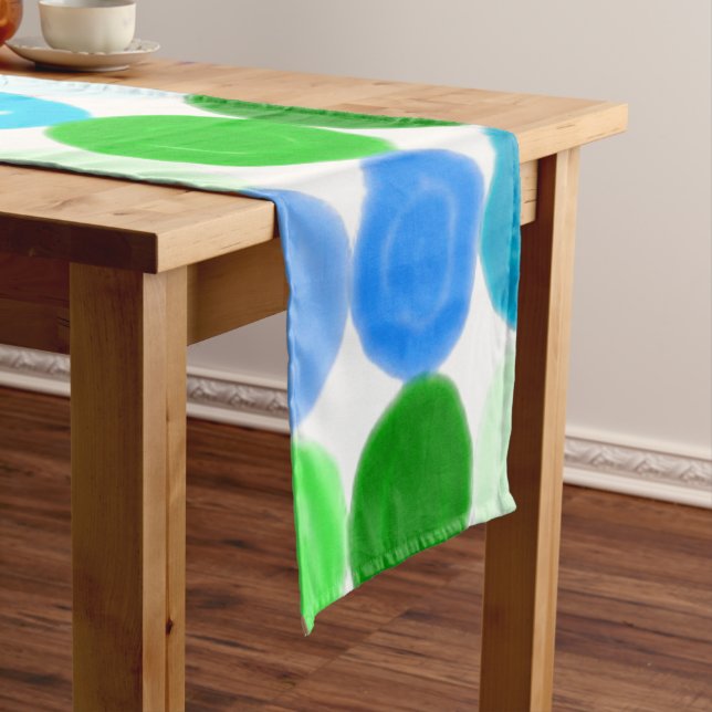 Blue and Green Bubbles Short Table Runner (In Situ)