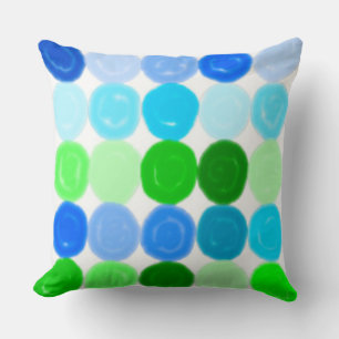 Blue and Green Bubbles Throw Pillow