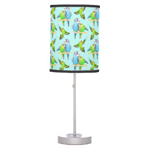 Blue and Green Budgies Parakeet Pet Bird Lover Table Lamp