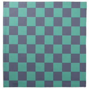 Blue and Green Checkerboard Cloth Napkin