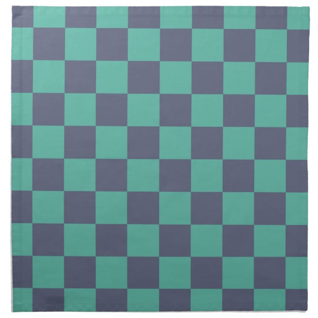 Blue and Green Checkerboard Cloth Napkin (Front)