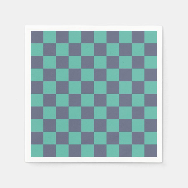 Blue and Green Checkerboard Napkins (Front)