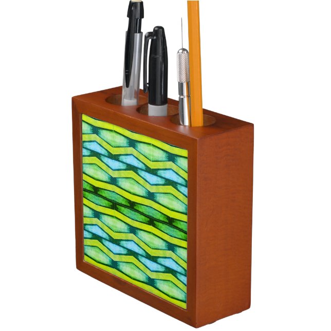Blue and green Chevron  Desk Organizer (In Situ)