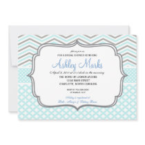 Blue and Green Chevron Invitaiton Invitation
