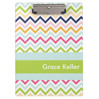 Blue and Green Chevron Personalized Clipboard