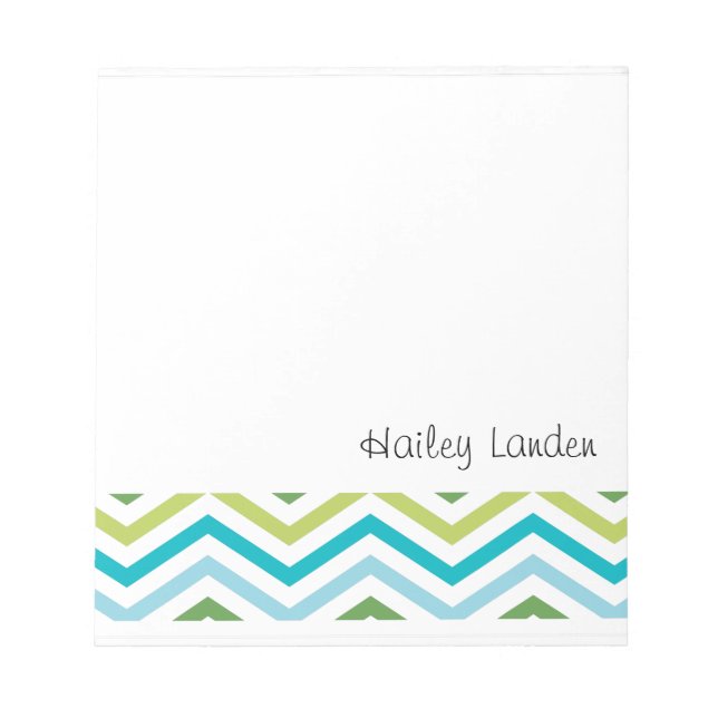 Blue and Green Chevron  |  Personalized Notepads (Front)