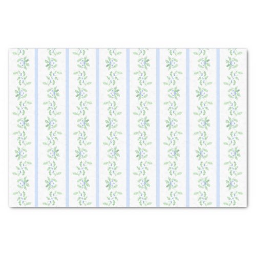 Blue and Green Christmas Holly Stripe Tissue Paper