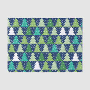 Blue And Green Christmas Trees Tissue Paper