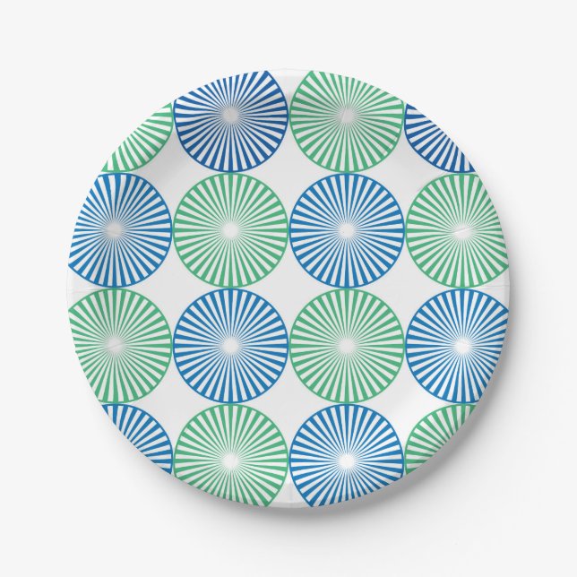 Blue and green circles ;pattern paper plates