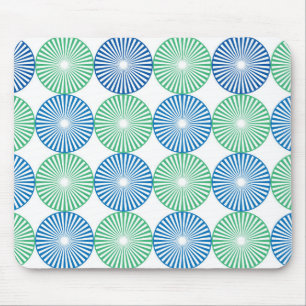 Blue and green circular design mouse pad