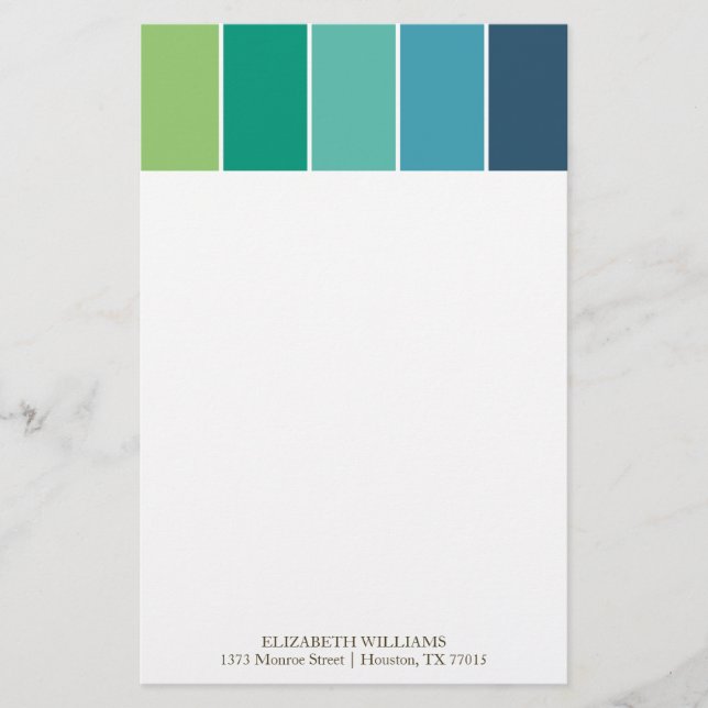 Blue and Green Color Blocks Stationery (Front)