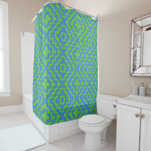 Blue and Green Colorful Boho Pattern Shower Curtain