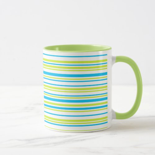 Blue and green colors simple Stripes Pattern Mug