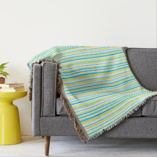 Blue and green colors simple Stripes Pattern Throw Blanket