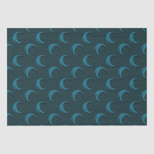Blue and Green Crescent Moons Pattern Halloween Tissue Paper (Front)