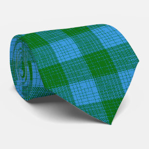 Blue and Green Crosshatch Checkered Design Neck Tie