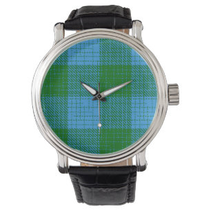 Blue and Green Crosshatch Checkered Design  Watch