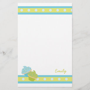Blue and Green Cupcakes Stationery