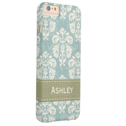 Blue and Green Damask Barely There iPhone 6 Plus Case