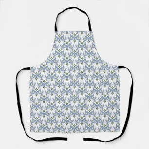 blue and green damask ornament pointillism apron