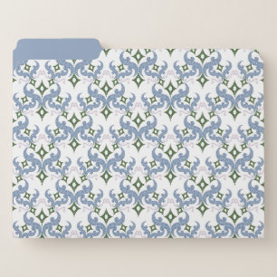 blue and green damask ornament pointillism file folder