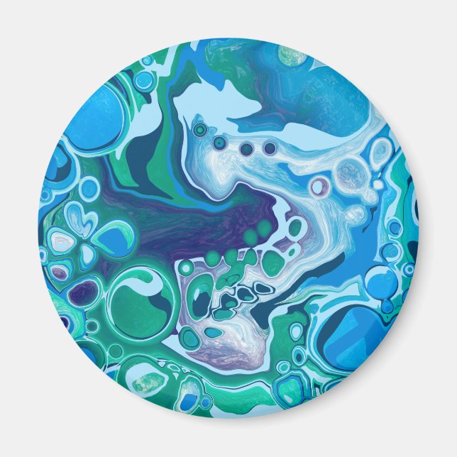 Blue and Green Digital Marble Fluid Art   Magnet (Front)