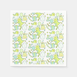 Blue And Green Dinosaur Birthday Napkins