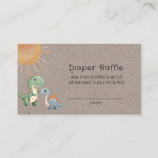 Blue and Green Dinosaurs Boy Diaper Raffle Business Card (Front)