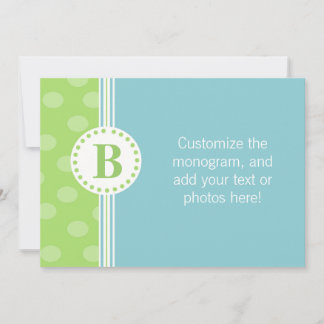 Blue and Green Dots and Stripes Custom Stationery Note Card