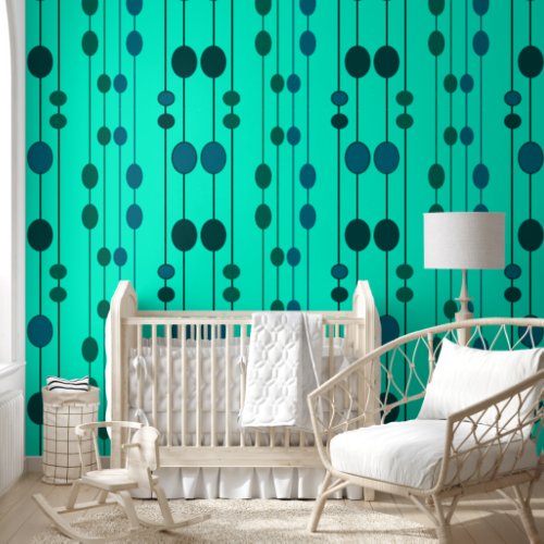 Blue and green dots on mint green  wallpaper 