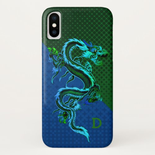 Blue and Green Dragon iPhone X Case