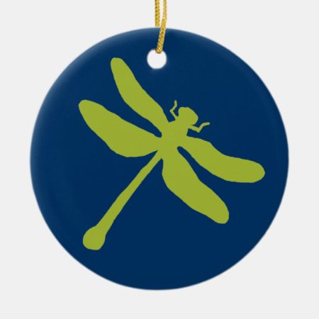 Blue And Green Dragonfly Ceramic Ornament
